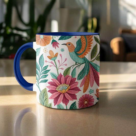 Beautiful Floral Bird Art Mug Perfect Gift Product Type