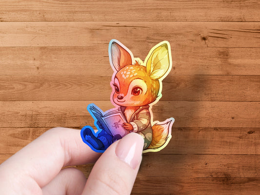 Cartoon Animal with Book Vinyl Sticker product