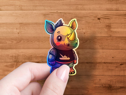 Cute Colorful Rhino Sticker Animal Character product type