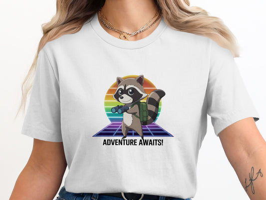 Adventure Awaits with Cute Raccoon T-shirt Product