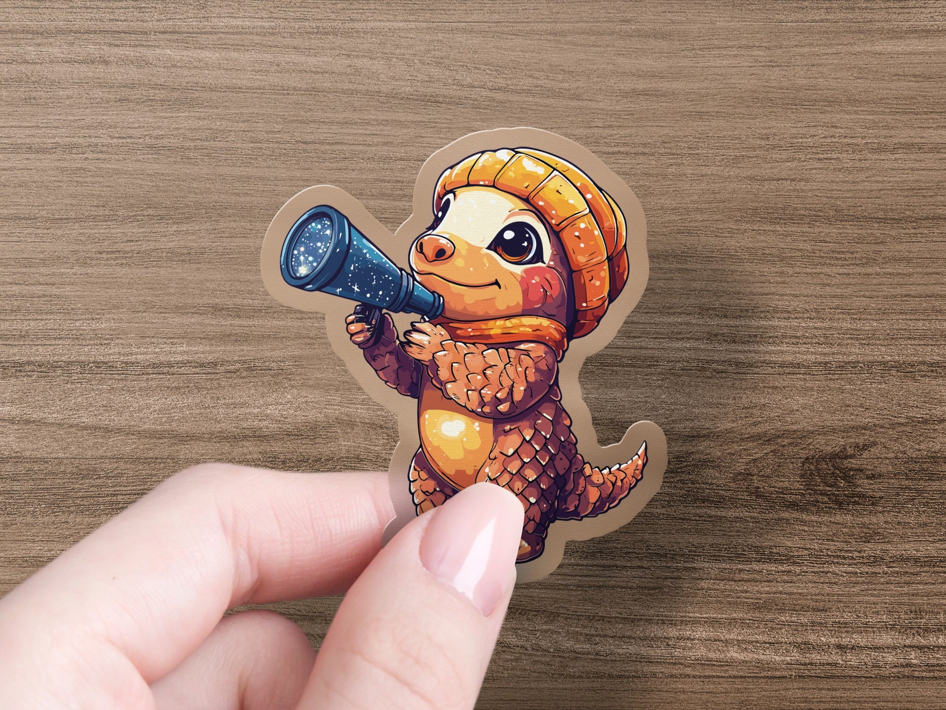 Cute Animal Holding a Telescope Sticker product type