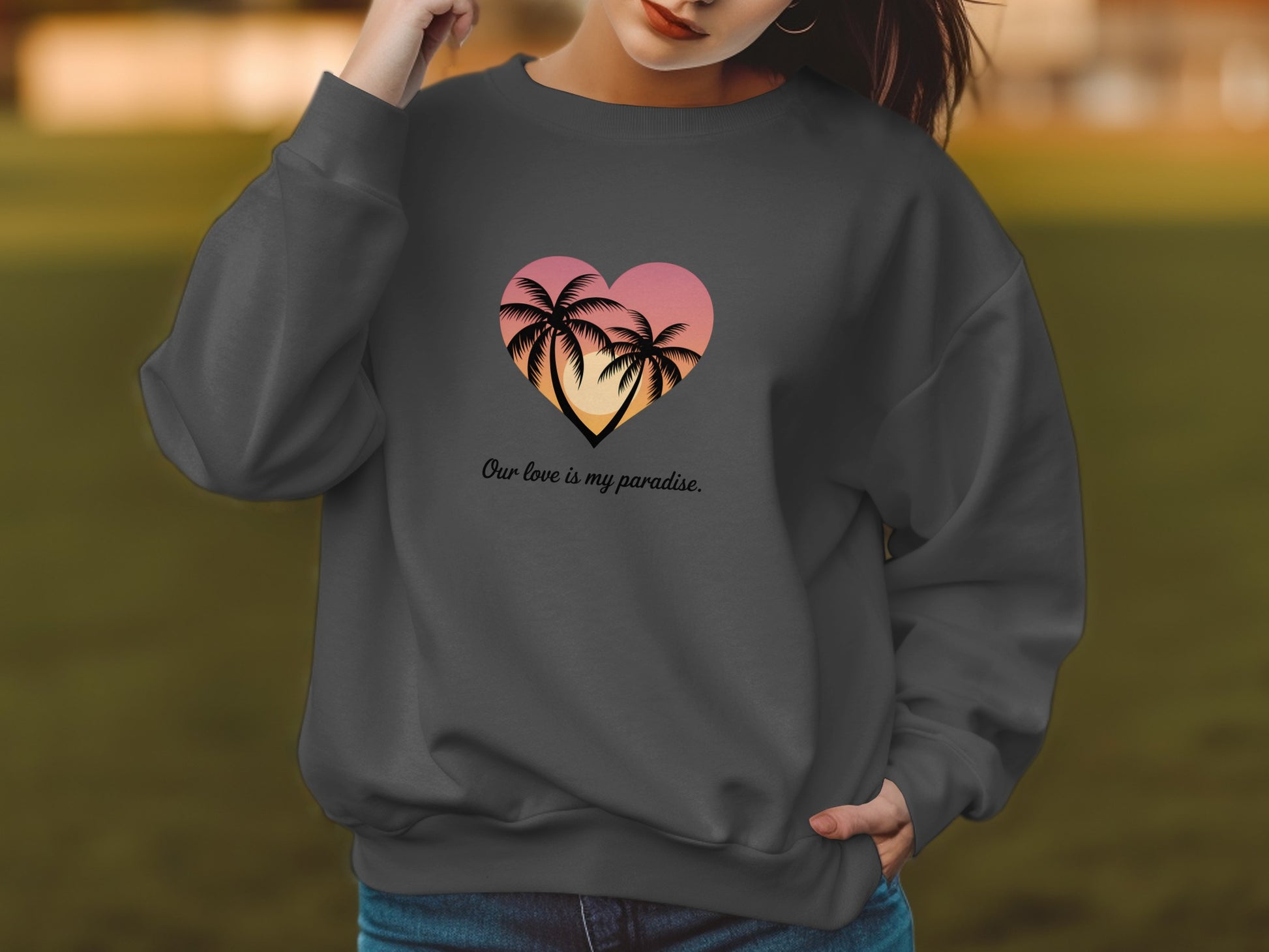 Palm Trees Sunset Heart Romantic Sweatshirt product