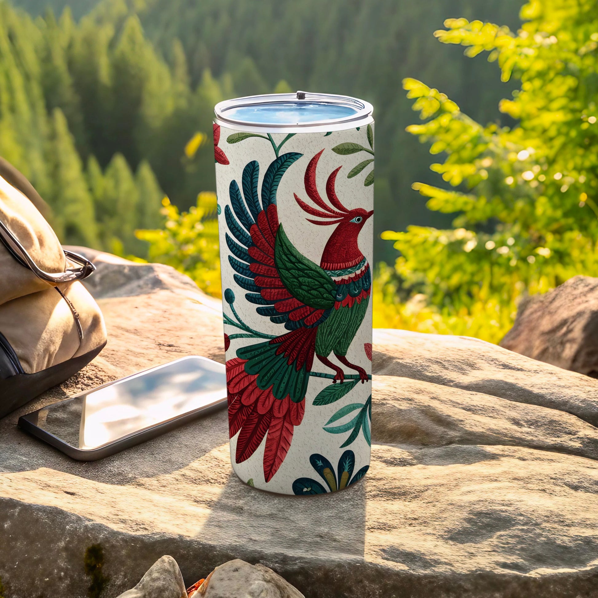 Colorful Bird Design on a Travel Tumbler Product