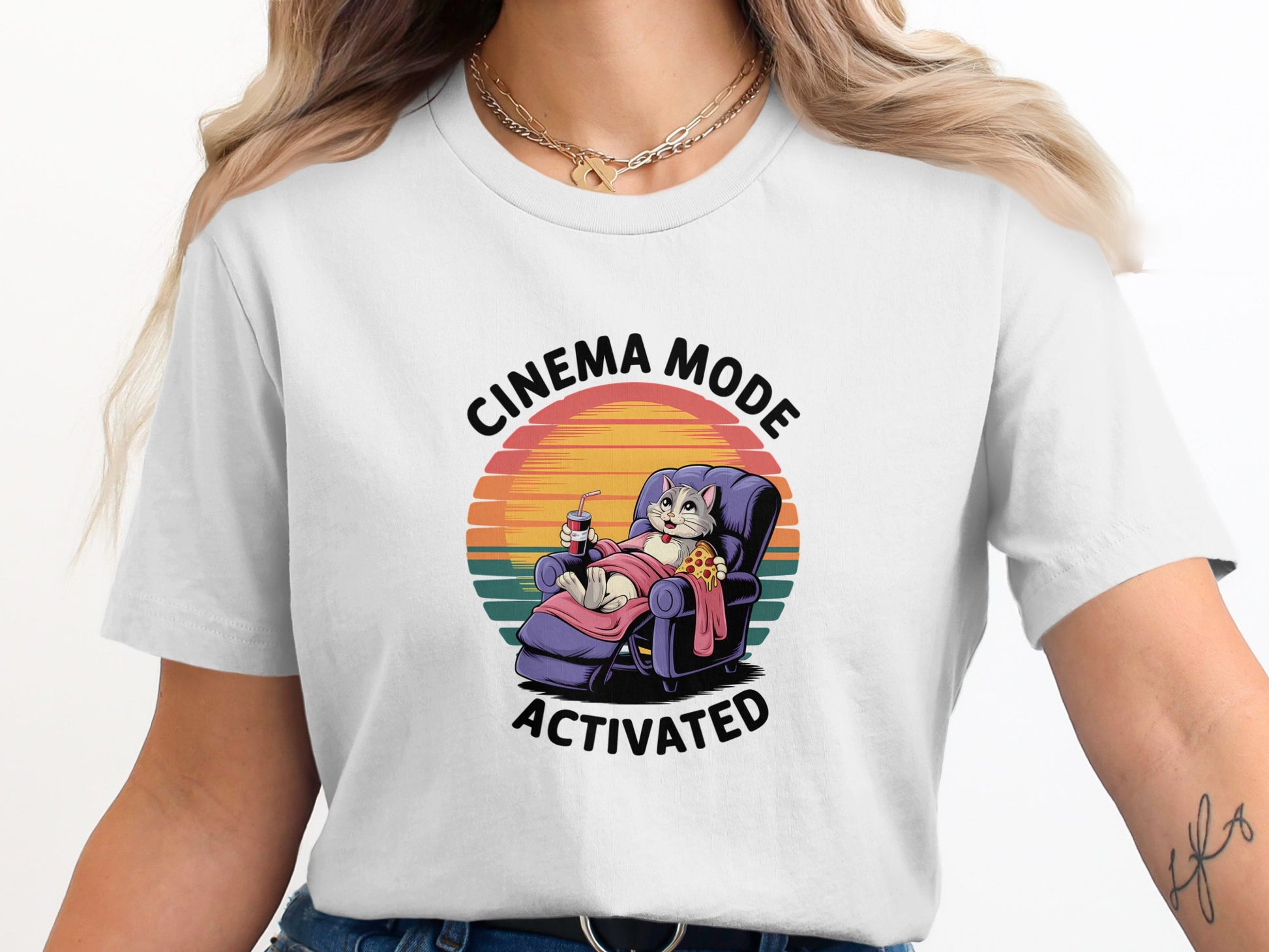 Cinema Mode Activated Cat Design T-Shirt product type