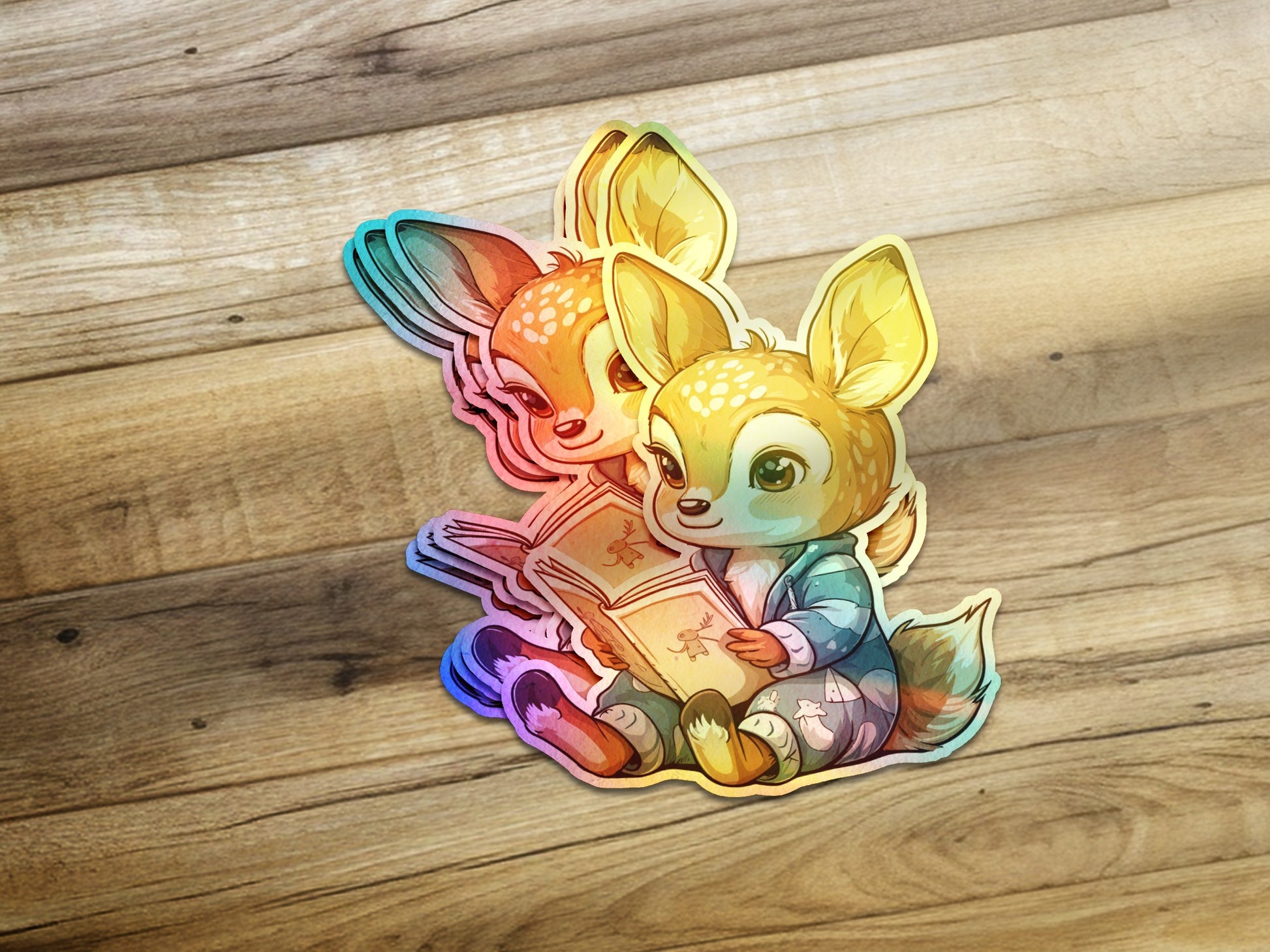 Adorable Cartoon Reading Deer Sticker product
