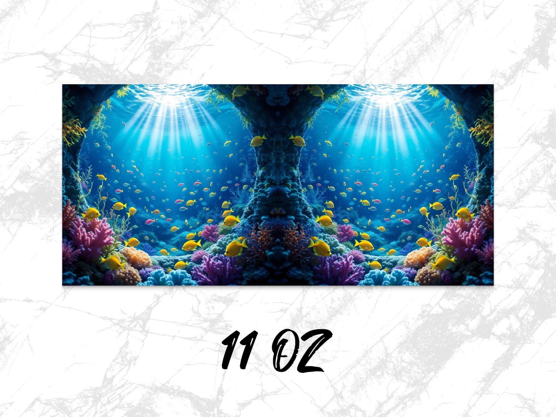 Colorful Underwater Scene Aquarium Wall Art, Vibrant Coral Reef Fish Poster, 11 Oz Large Print, Home Decor
