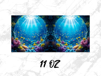 Colorful Underwater Scene Aquarium Wall Art, Vibrant Coral Reef Fish Poster, 11 Oz Large Print, Home Decor