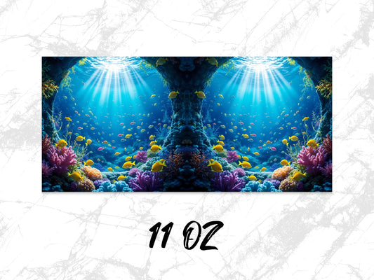 Colorful Underwater Scene Aquarium Wall Art, Vibrant Coral Reef Fish Poster, 11 Oz Large Print, Home Decor