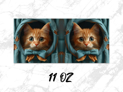 Cute Orange Kitten Coffee Mug, 11 oz Cat Lover Gift, Adorable Cat in Pocket Print, Unique Pet Themed Drinkware, Animal Lover Gift Idea