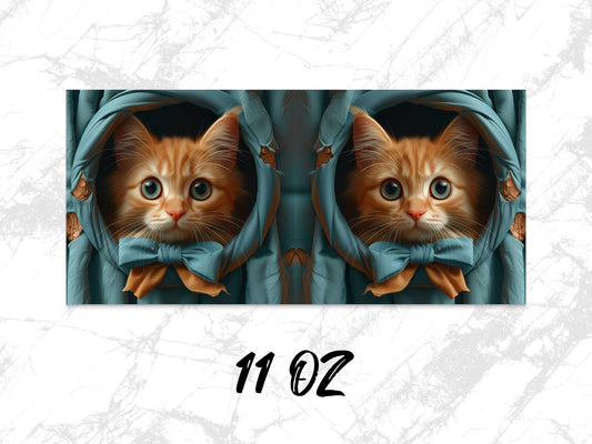 Cute Orange Kitten Coffee Mug, 11 oz Cat Lover Gift, Adorable Cat in Pocket Print, Unique Pet Themed Drinkware, Animal Lover Gift Idea