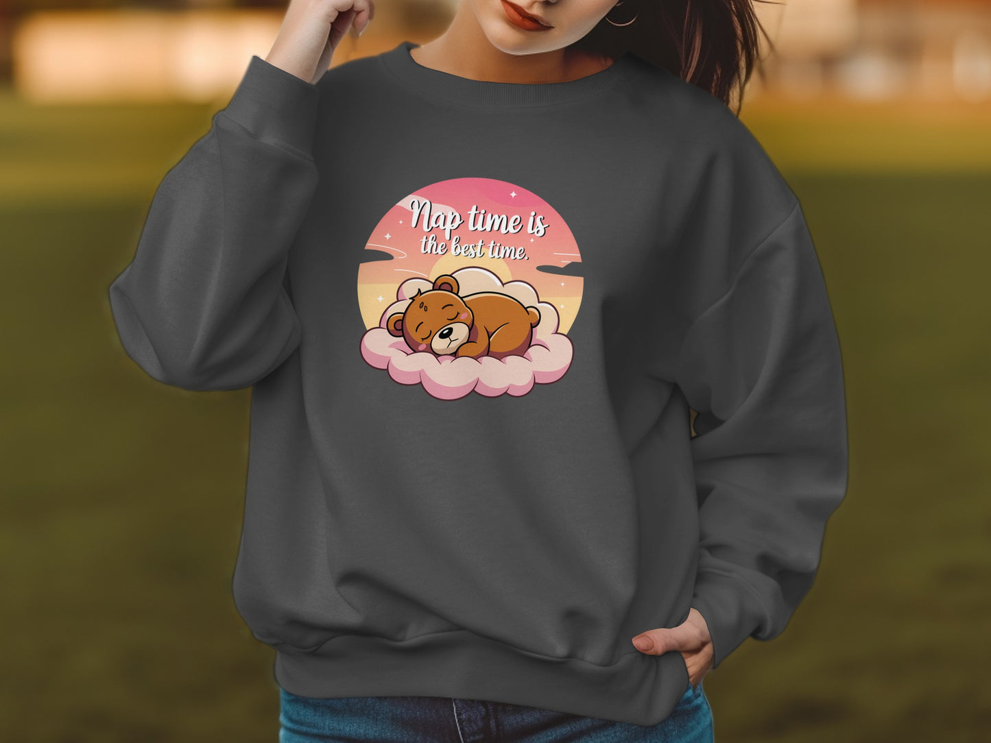 Nap Time is the Best Time Cute Bear Print Sweatshirt product