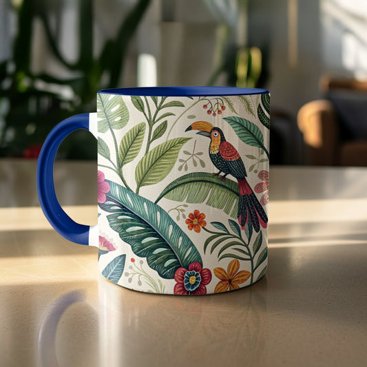 Tropical Bird and Floral Design Coffee Mug product