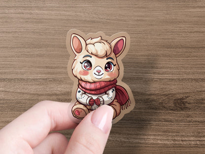 Cute Llama Sticker with Red Scarf Handheld Product Sticker