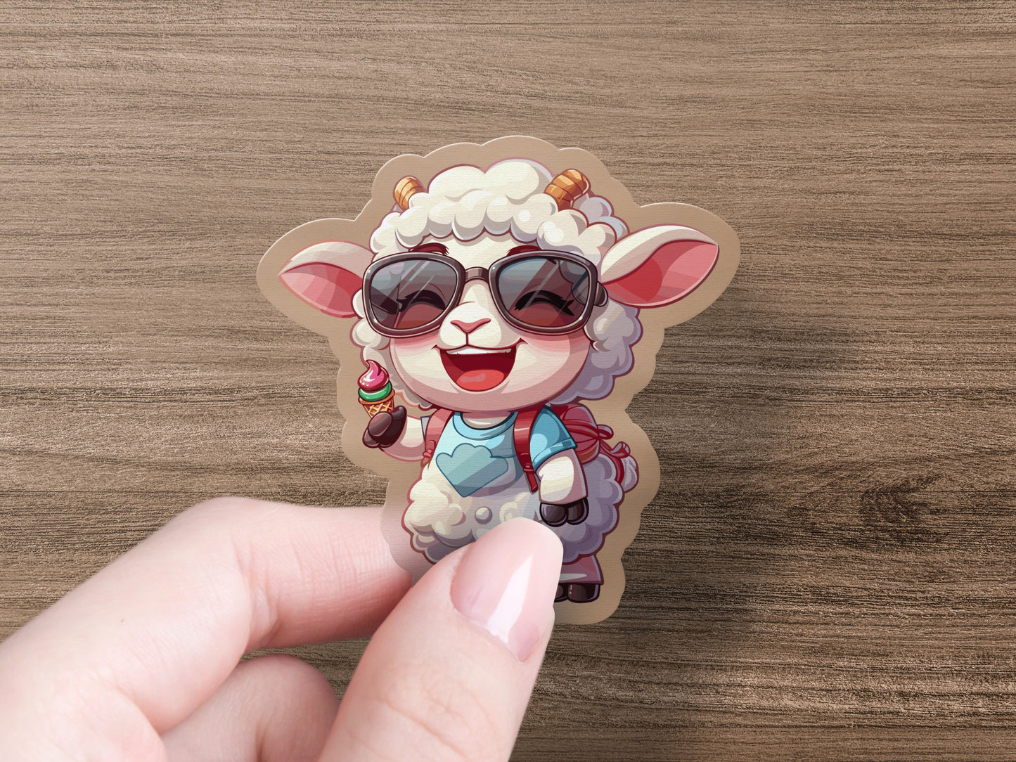Cute Sunglasses Wearing Lamb Stickers fun product