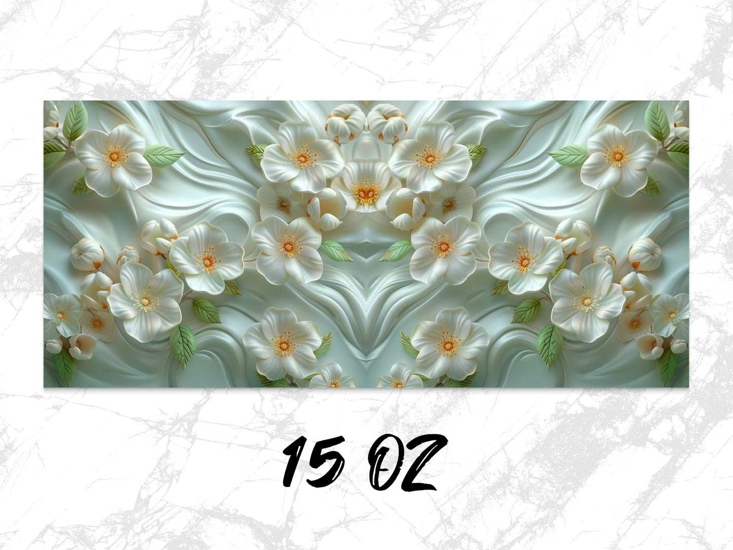 3D Floral Wall Art, Elegant White Flowers Print, Modern Home Decor, 15 oz Canvas, Stylish Bedroom Accent