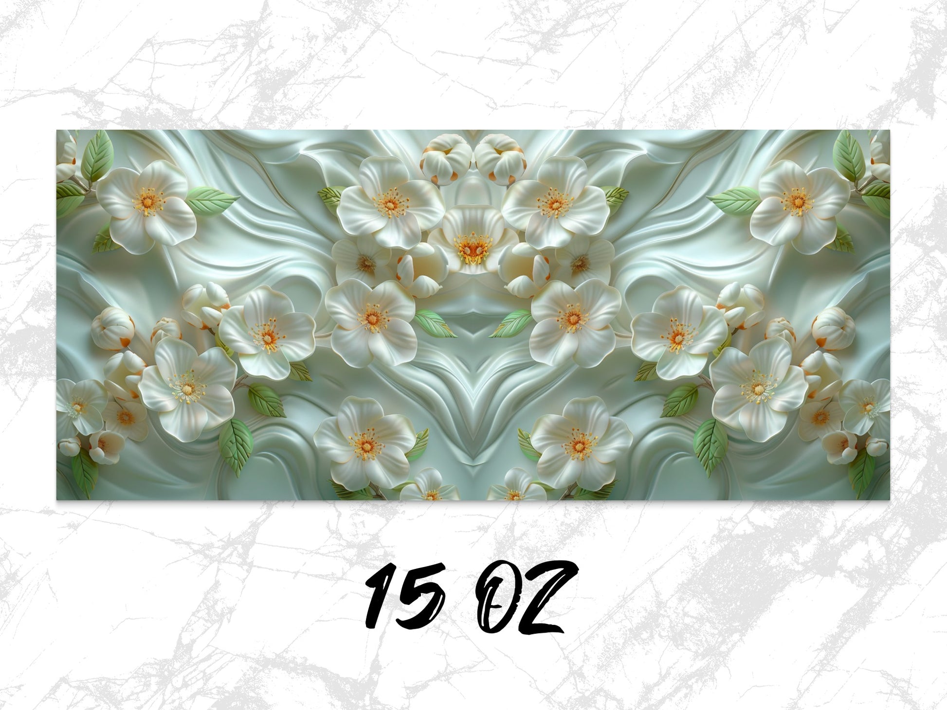 3D Floral Wall Art, Elegant White Flowers Print, Modern Home Decor, 15 oz Canvas, Stylish Bedroom Accent