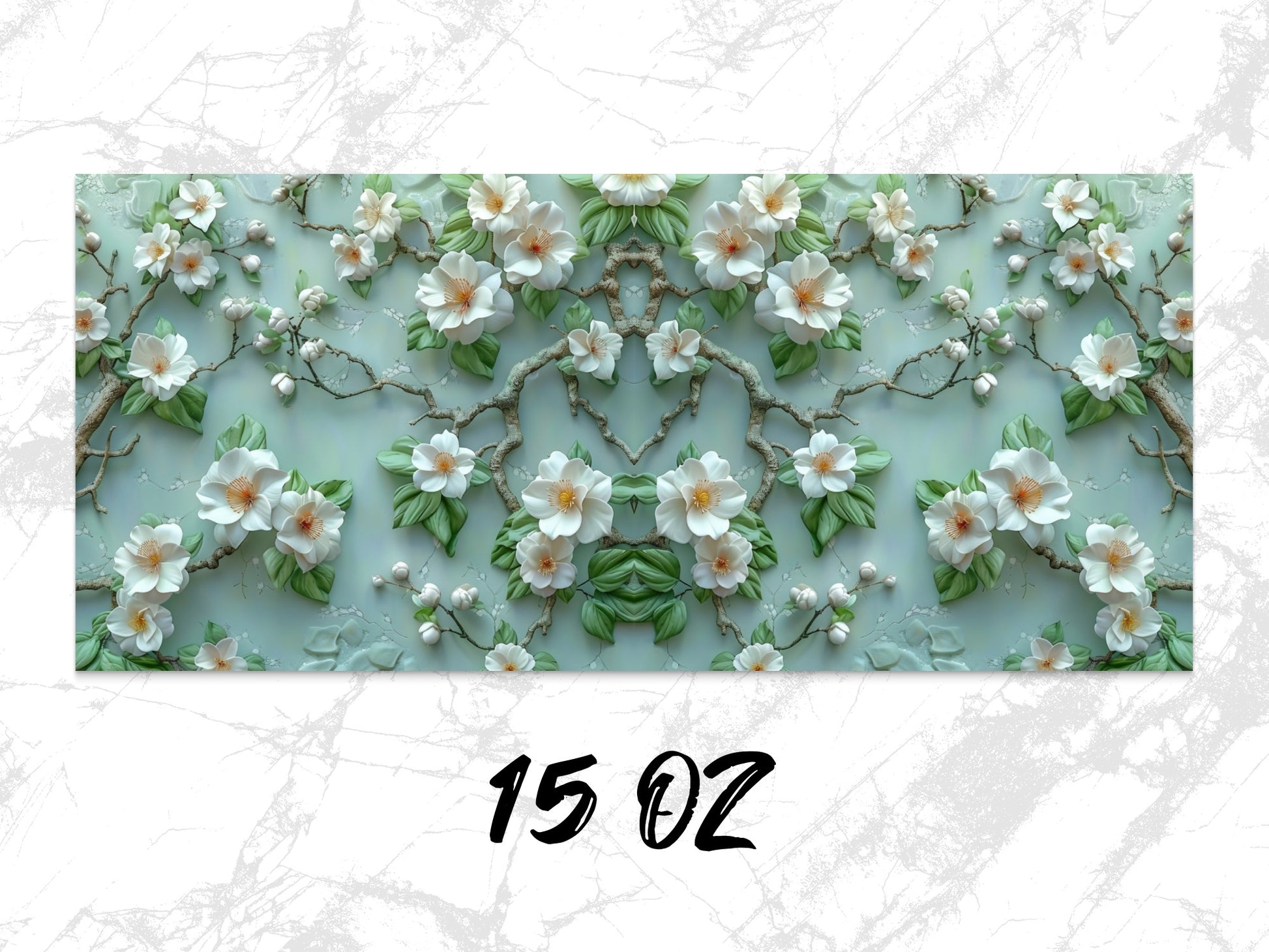 Floral Canvas Art Print, White Blossoms Green Background, Nature Inspired Wall Decor, 15 OZ