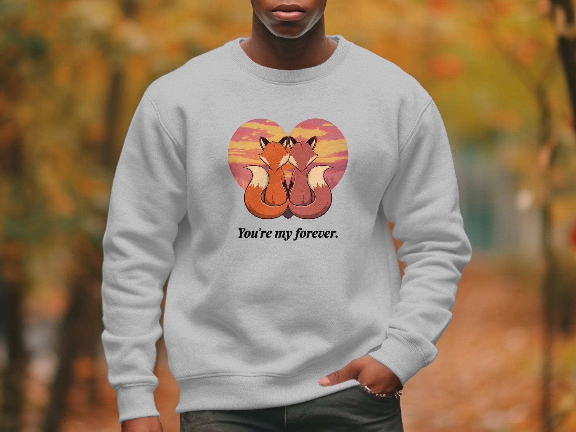 You're My Forever Couple Foxes Print Sweatshirt product