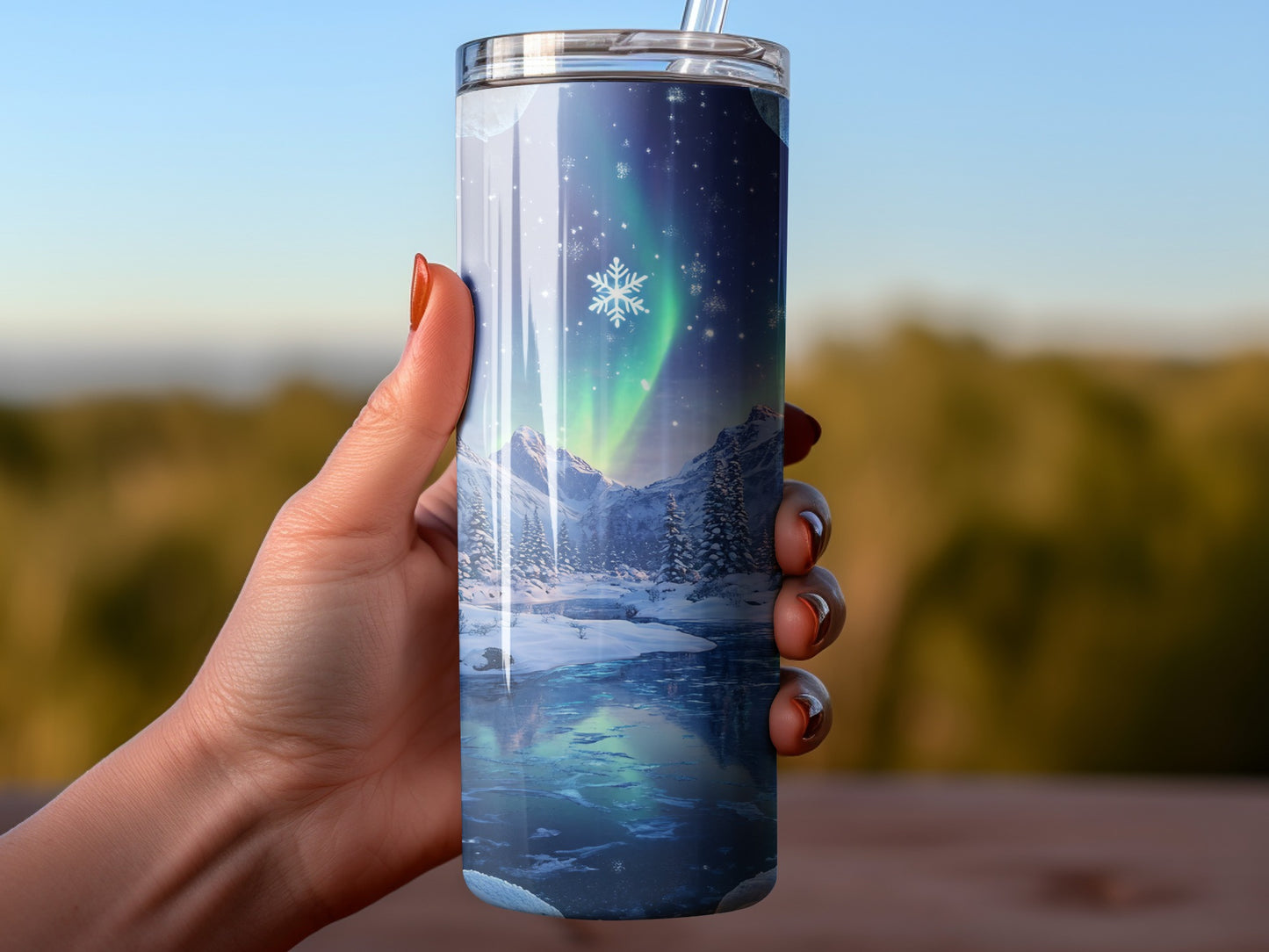 Northern Lights Winter Scenic Insulated Tumbler product