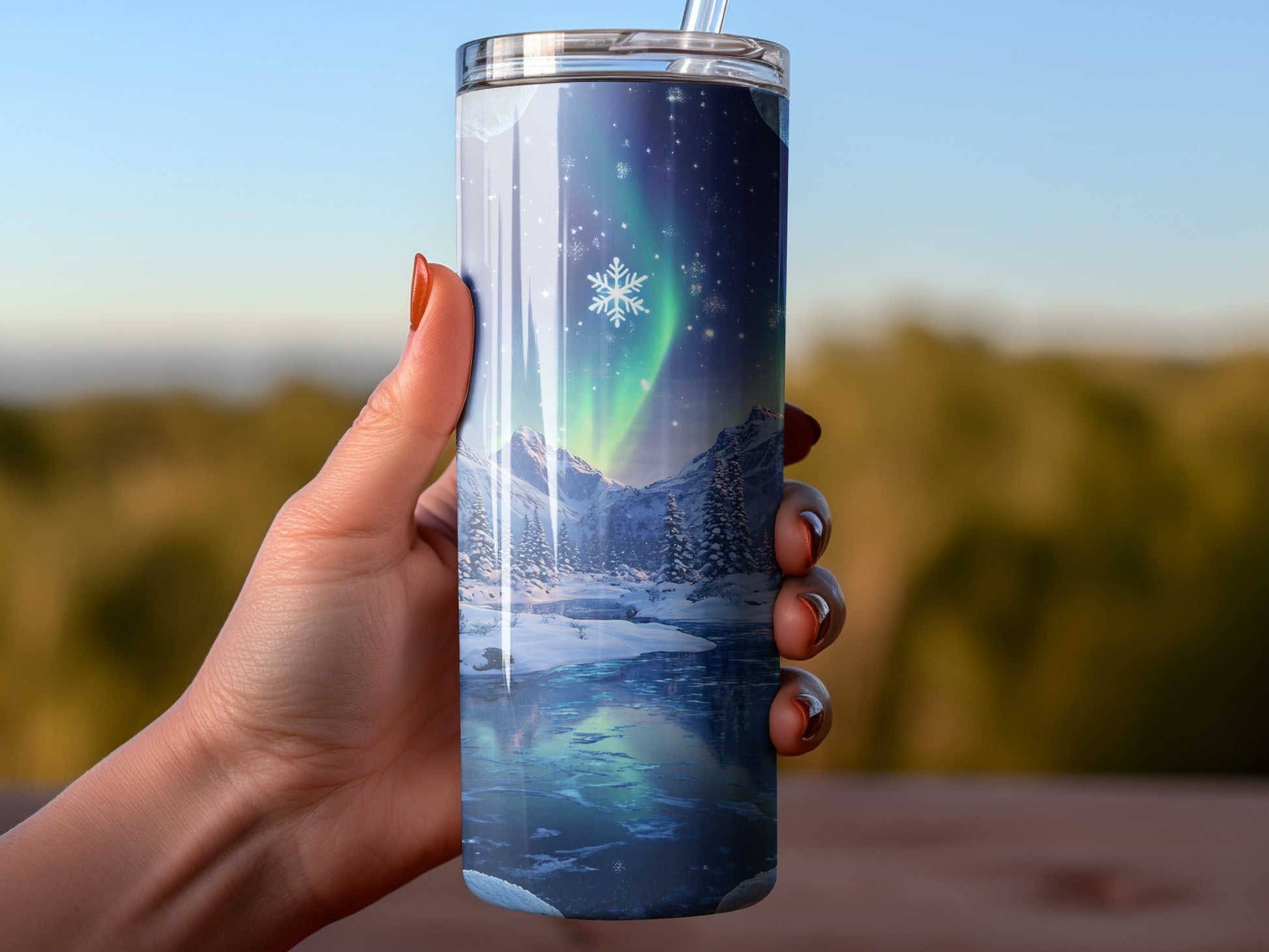 Northern Lights Winter Scenic Insulated Tumbler product