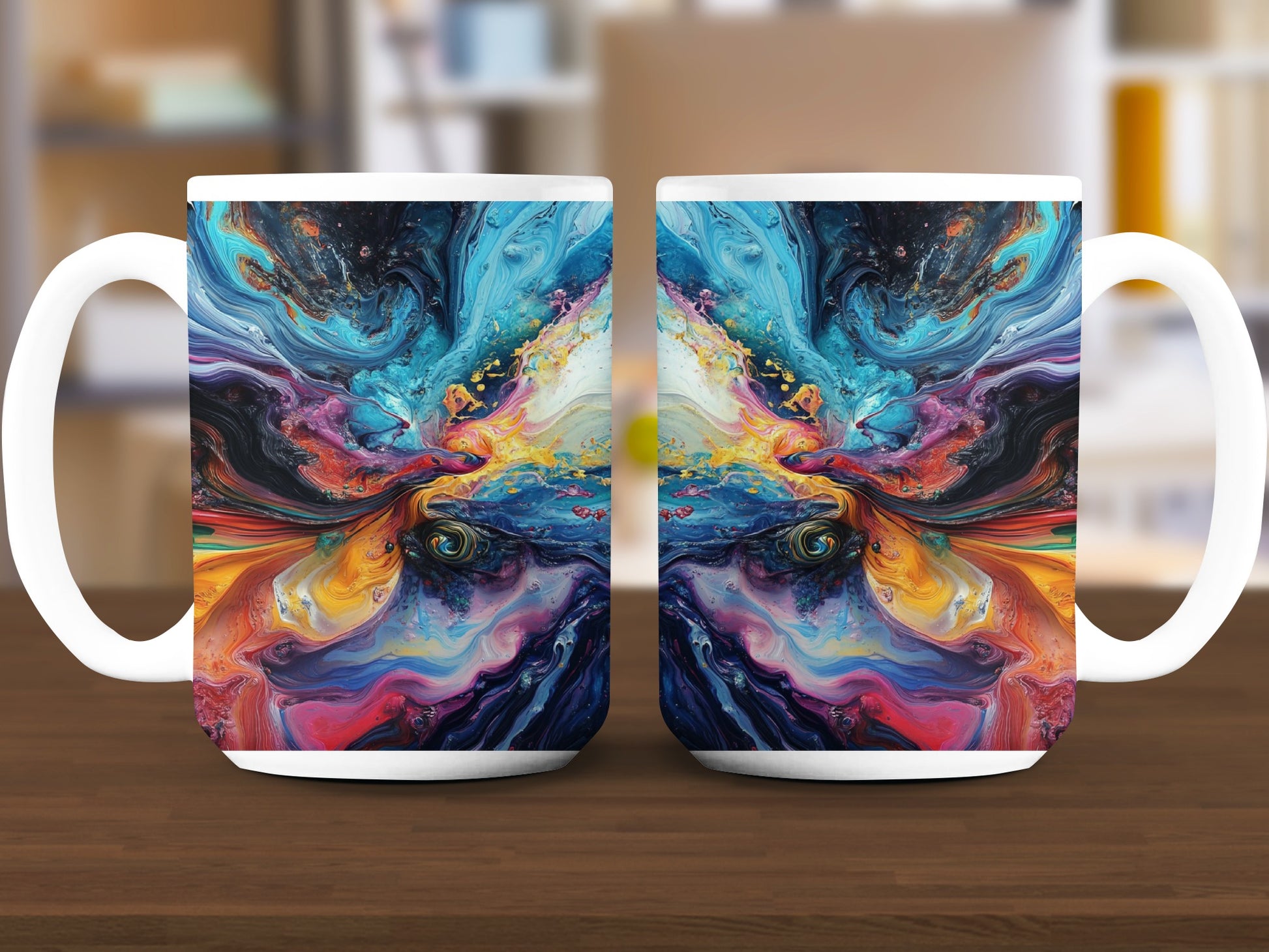 Abstract Multicolor Swirl Design Coffee Mug product