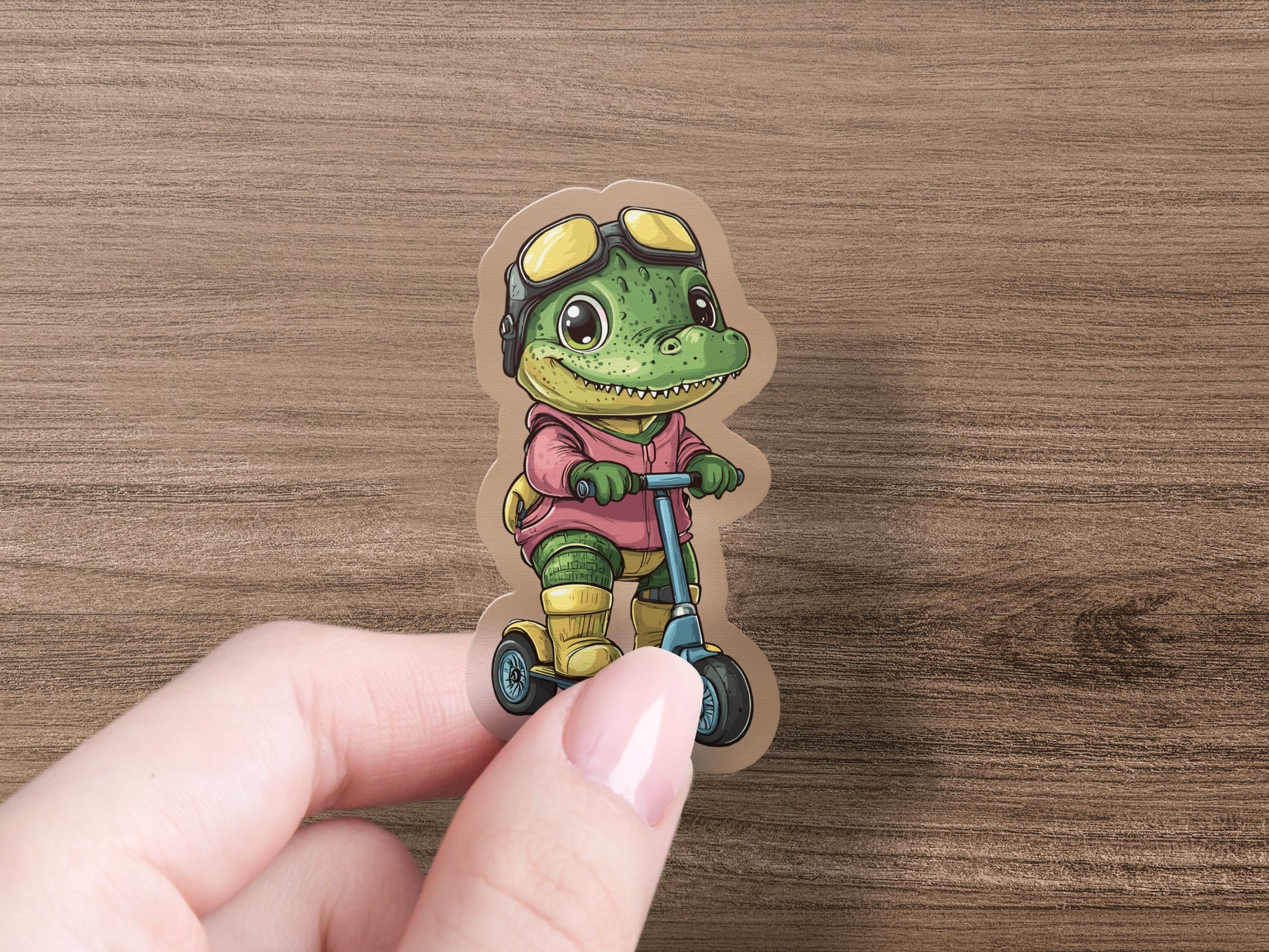 Cute Lizard Riding Scooter Sticker design product