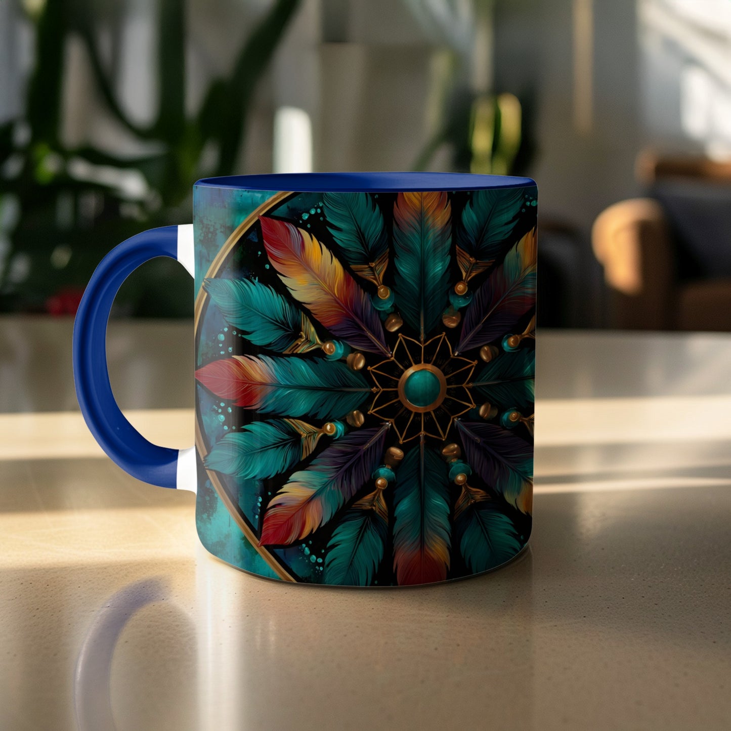 Colorful Feather Mandala Design Mug product type