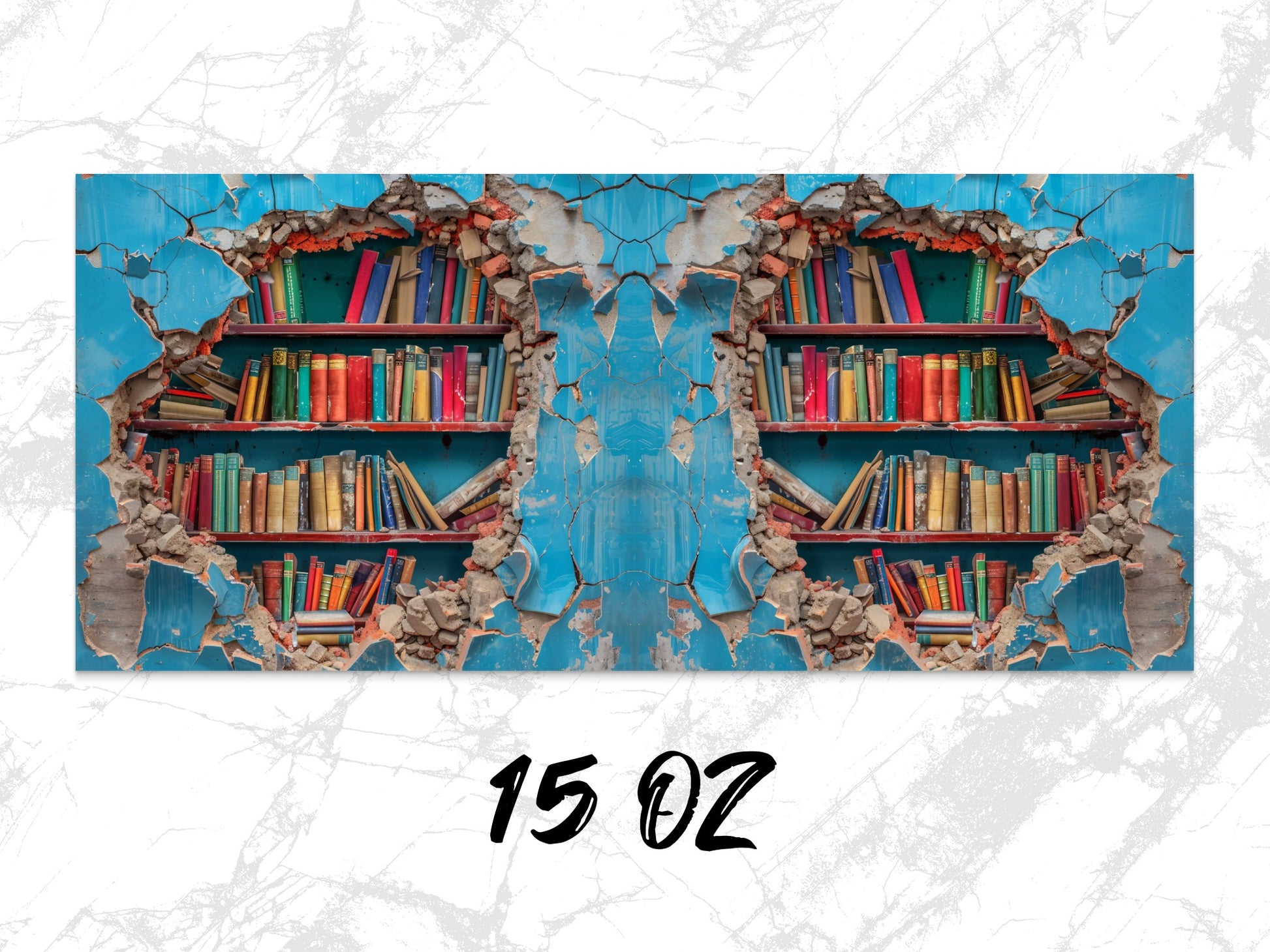 Vintage Library Wall Art Print, Distressed Books Poster, Bohemian Home Decor, Unique Antique Style Bedroom Artwork, Colorful Bookshelf Image