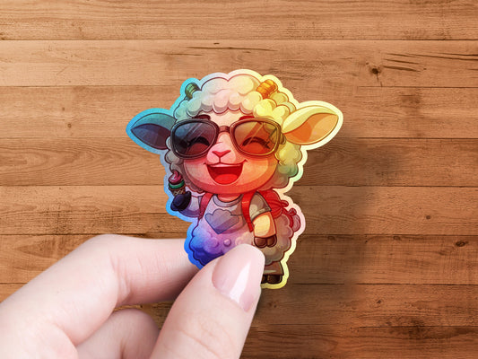 Rainbow Lamb with Sunglasses and Ice Cream Sticker product