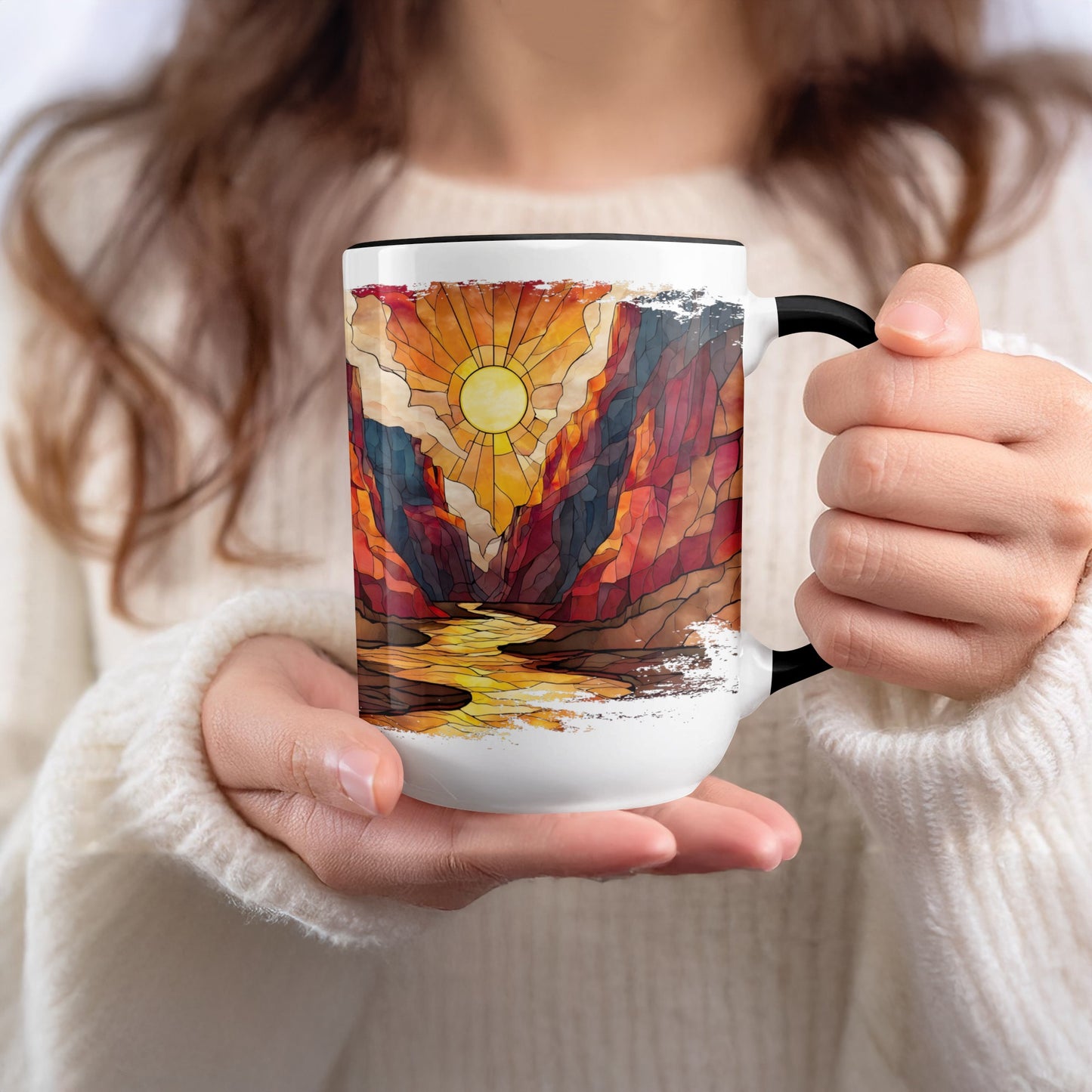 Sunlit Mountain Landscape Coffee Mug product