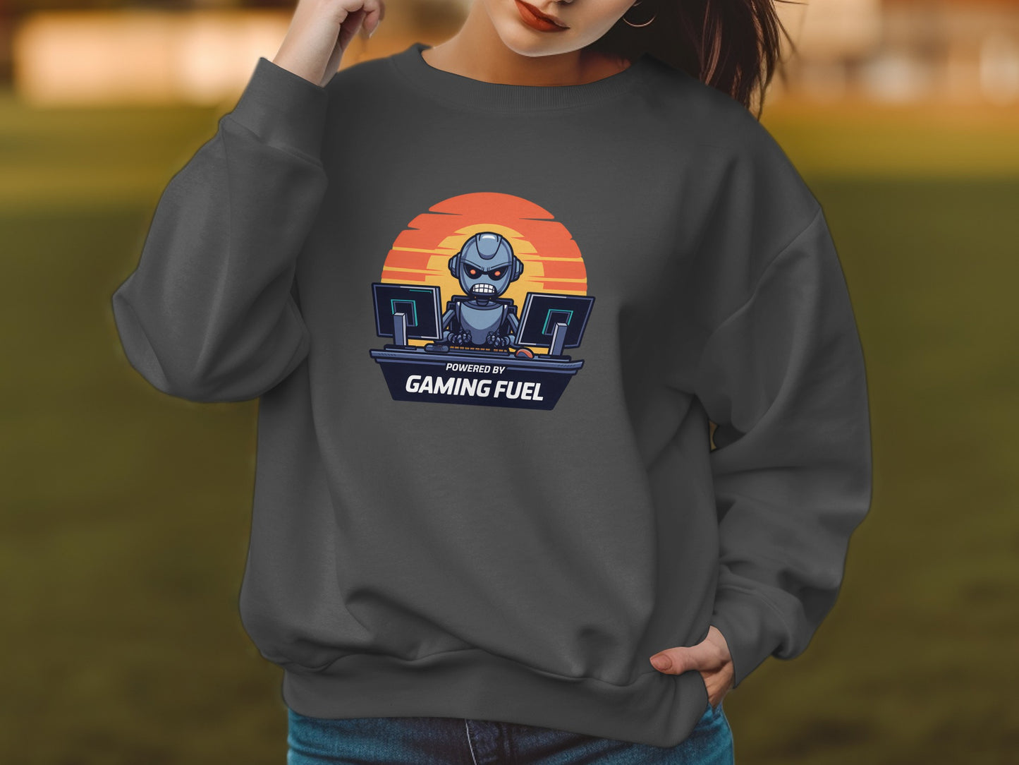 Powered By Gaming Fuel Robot Print Sweatshirt product