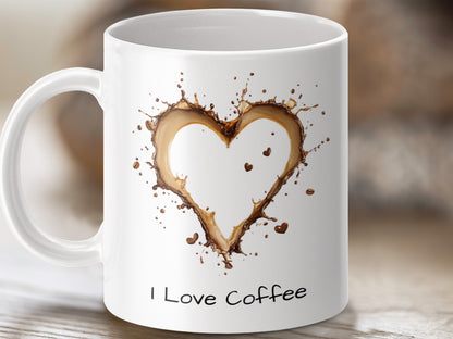 I Love Coffee Mug Perfect Heart Splash Design Product