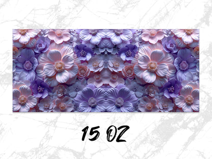 Floral Mouse Pad with Purple and Pink Flowers, Large Desk Mat, Home Office Decor, 15 Oz