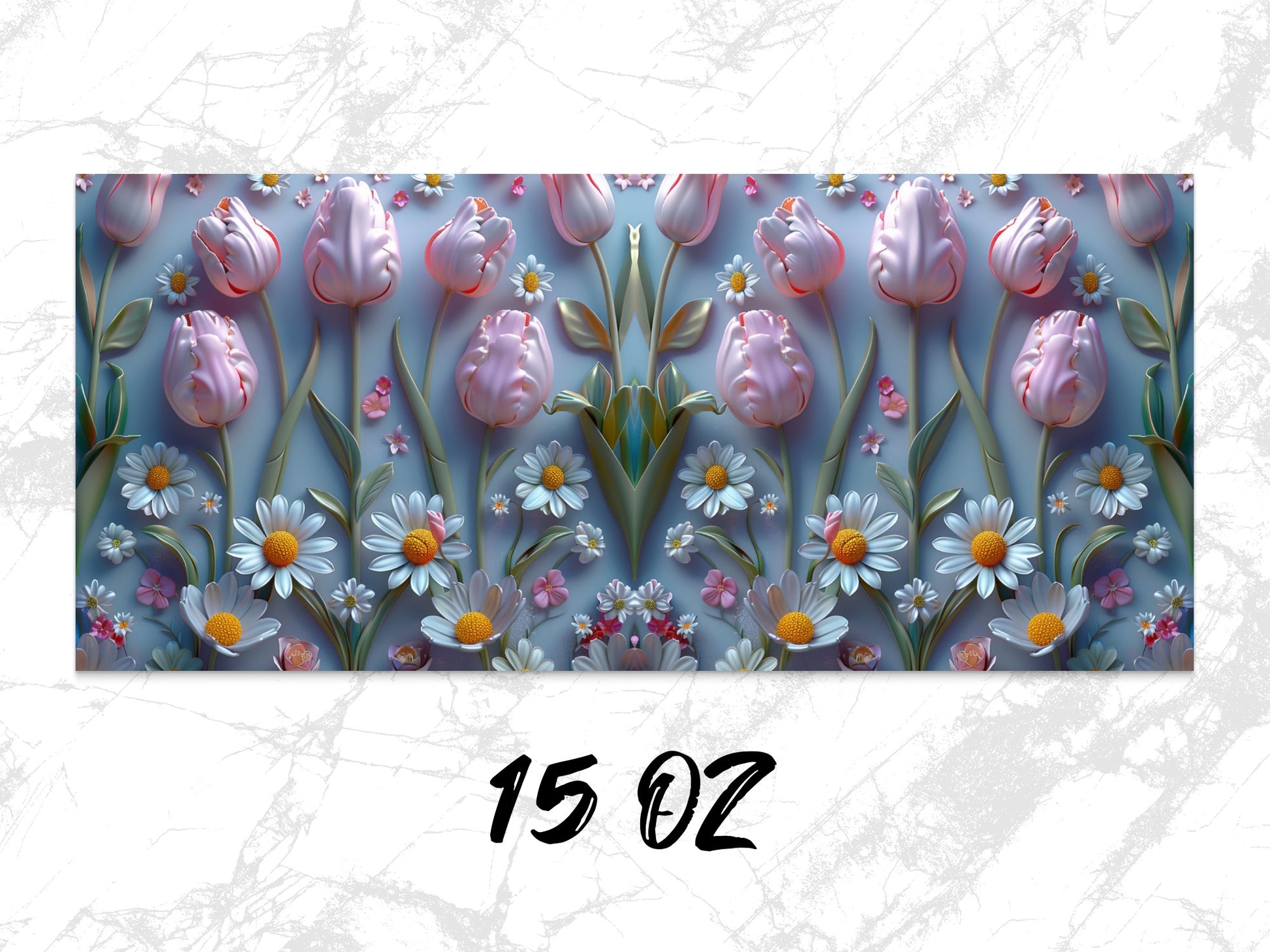Floral Mouse Pad, Tulips and Daisies Design, Large Desk Mat, Office Decor, 15 Oz, Colorful Spring Flowers, Computer Accessory