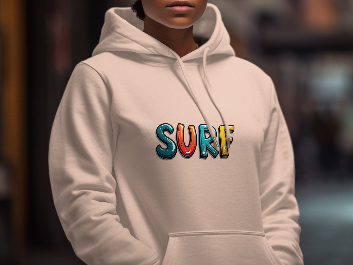 Colorful Surf Design Hoodie Casual Wear Product