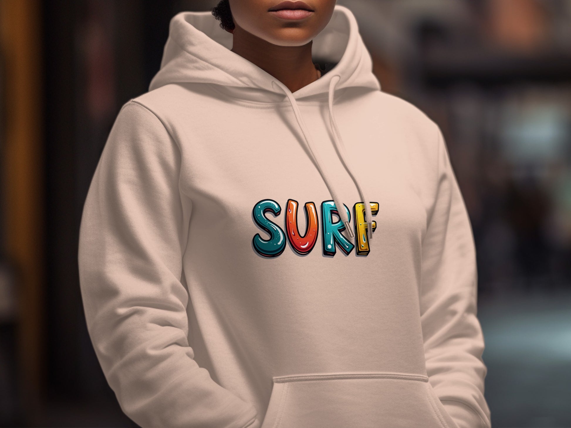 Colorful Surf Design Hoodie Casual Wear Product