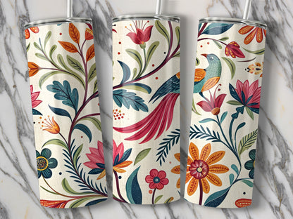 Colorful Floral Bird Design Tumbler Drinkware product
