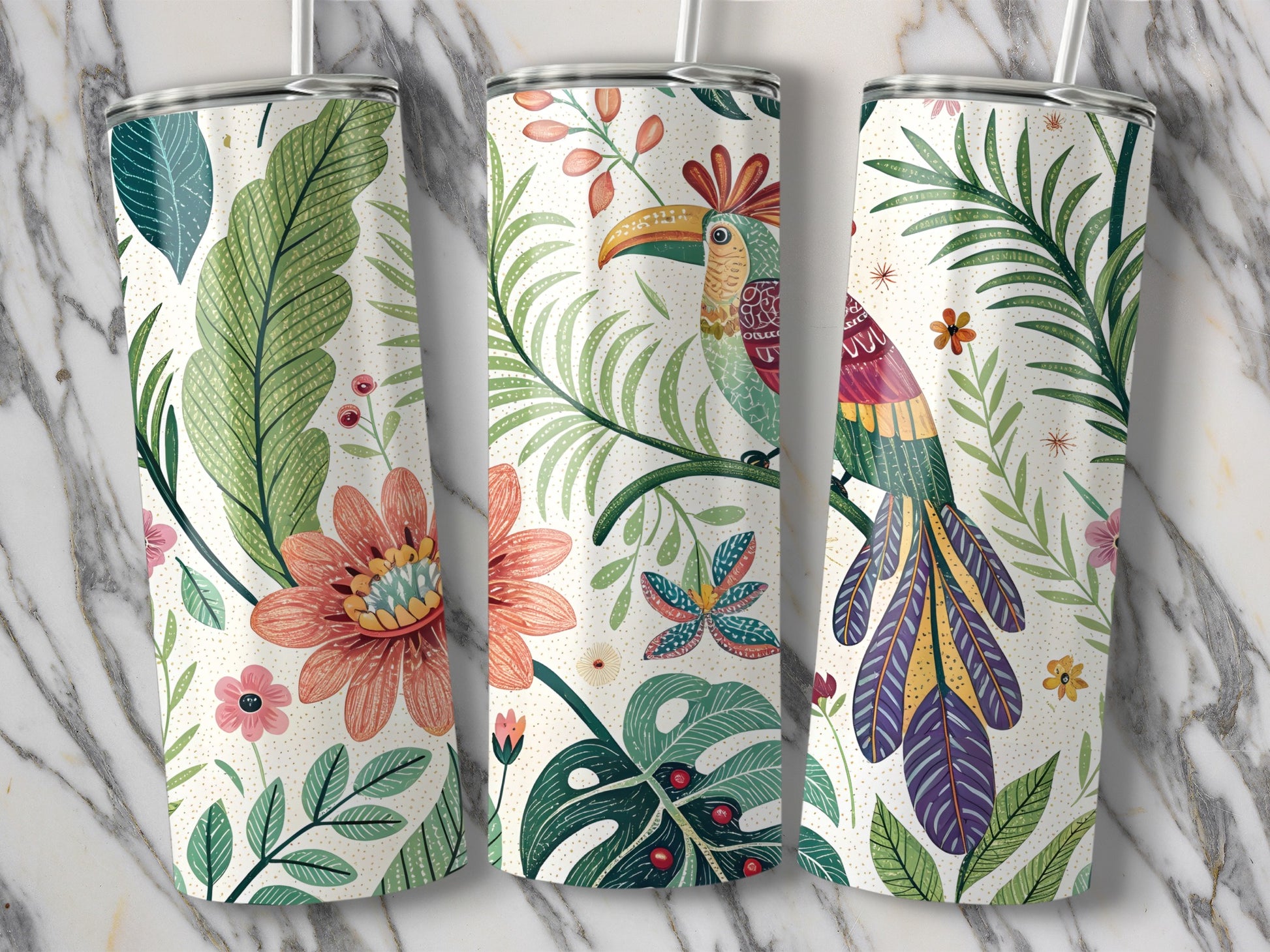 Colorful Tropical Bird Design Insulated Tumbler product type