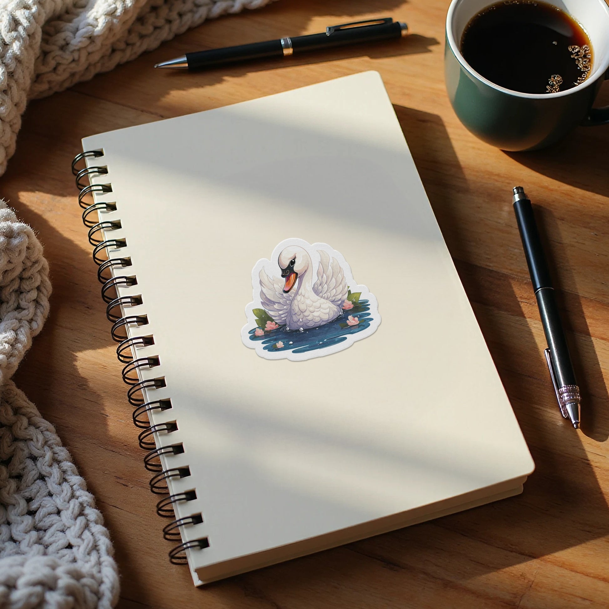 Beautiful Swan Sticker on Notebook Design product