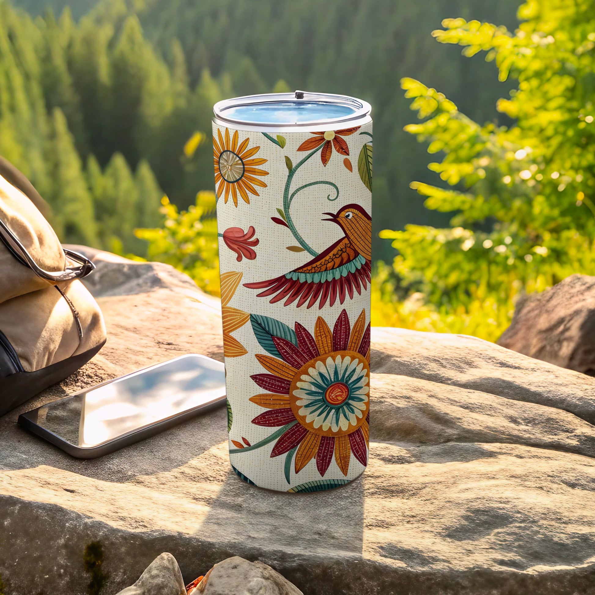 Floral Bird Design Insulated Outdoor Drinkware product