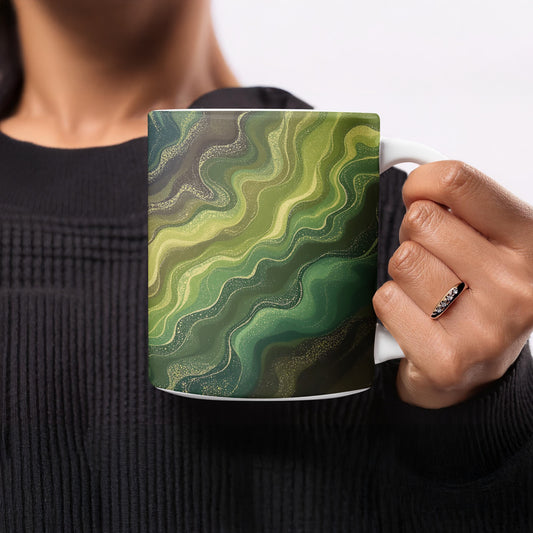 Green Abstract Wavy Pattern Design Ceramic Mug product