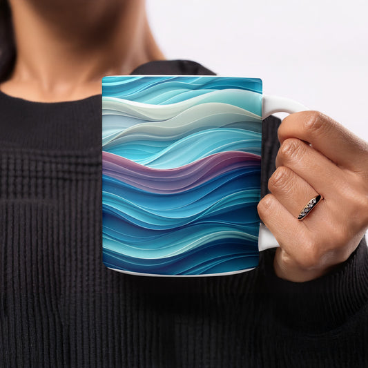 Abstract Waves Design Blue and Purple Coffee Mug product