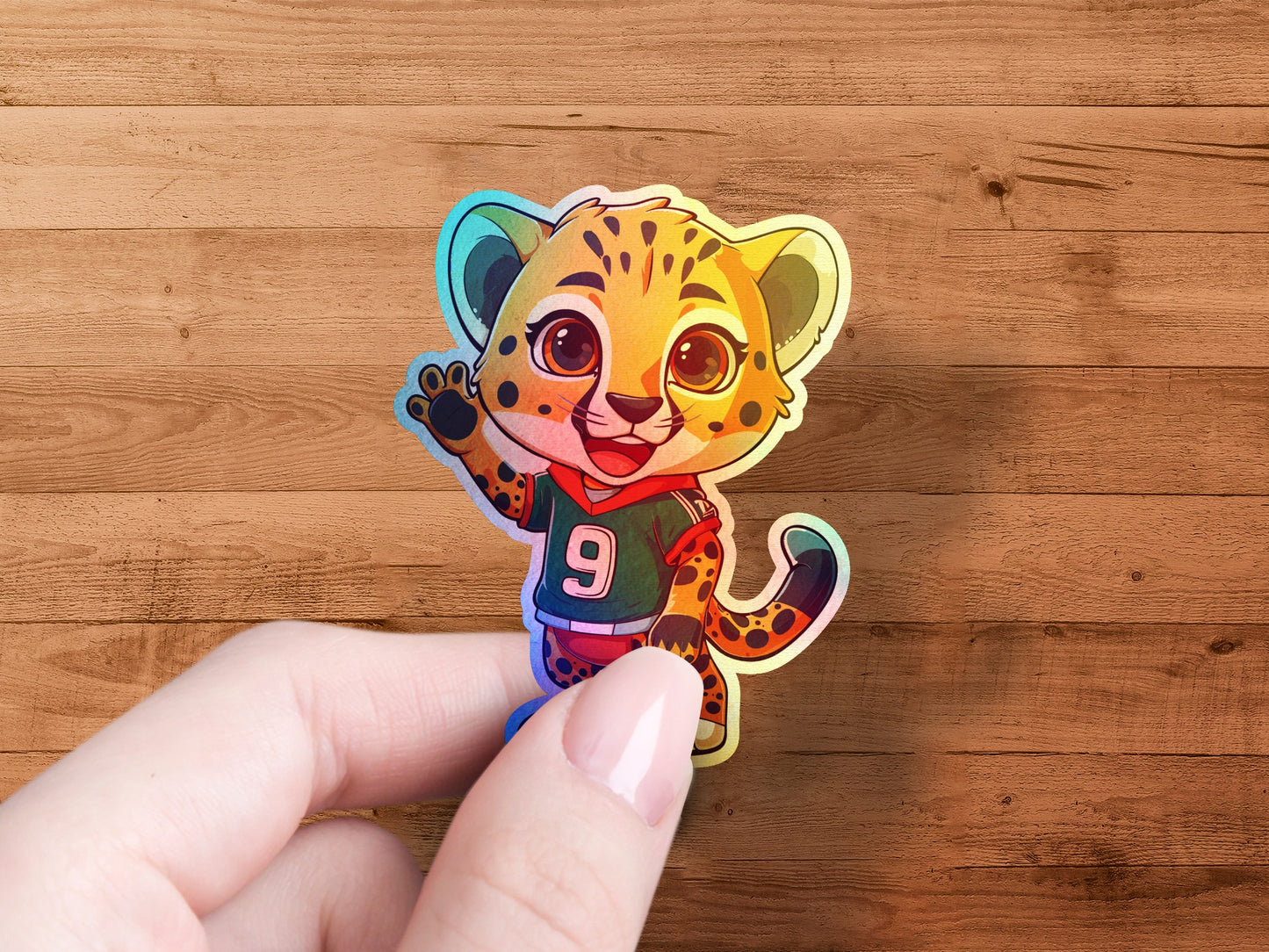 Cute Cartoon Leopard Wearing Jersey Sticker product type