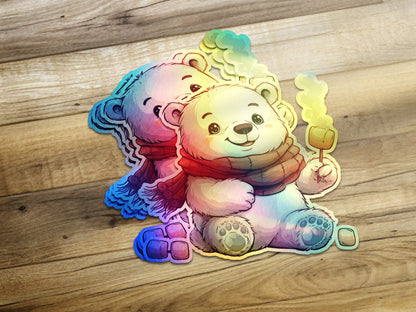 Adorable Polar Bear Friends with Scarves Stickers product type