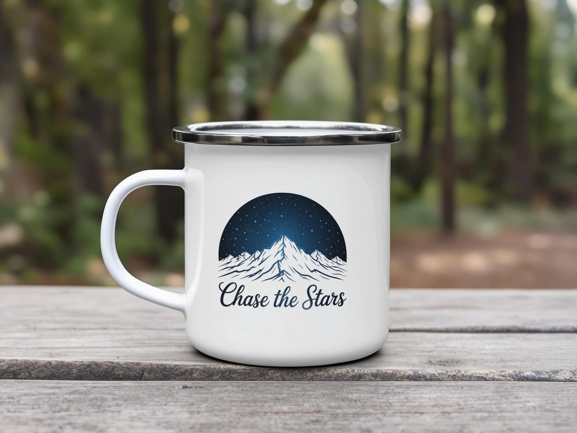 Chase the Stars Design Enamel Mug Campfire Product