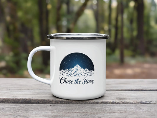 Chase the Stars Design Enamel Mug Campfire Product