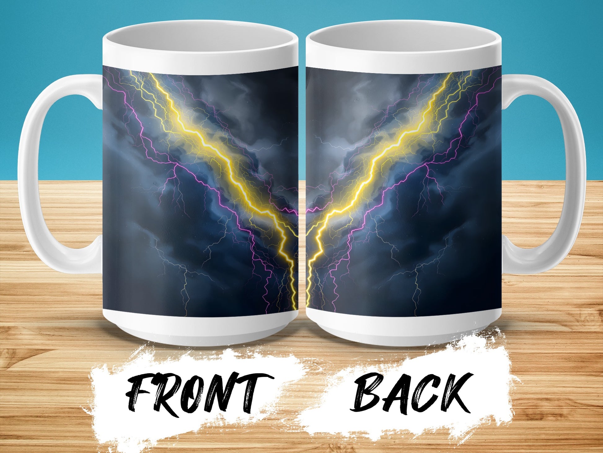 Lightning Storm Design on Black Coffee Mug product
