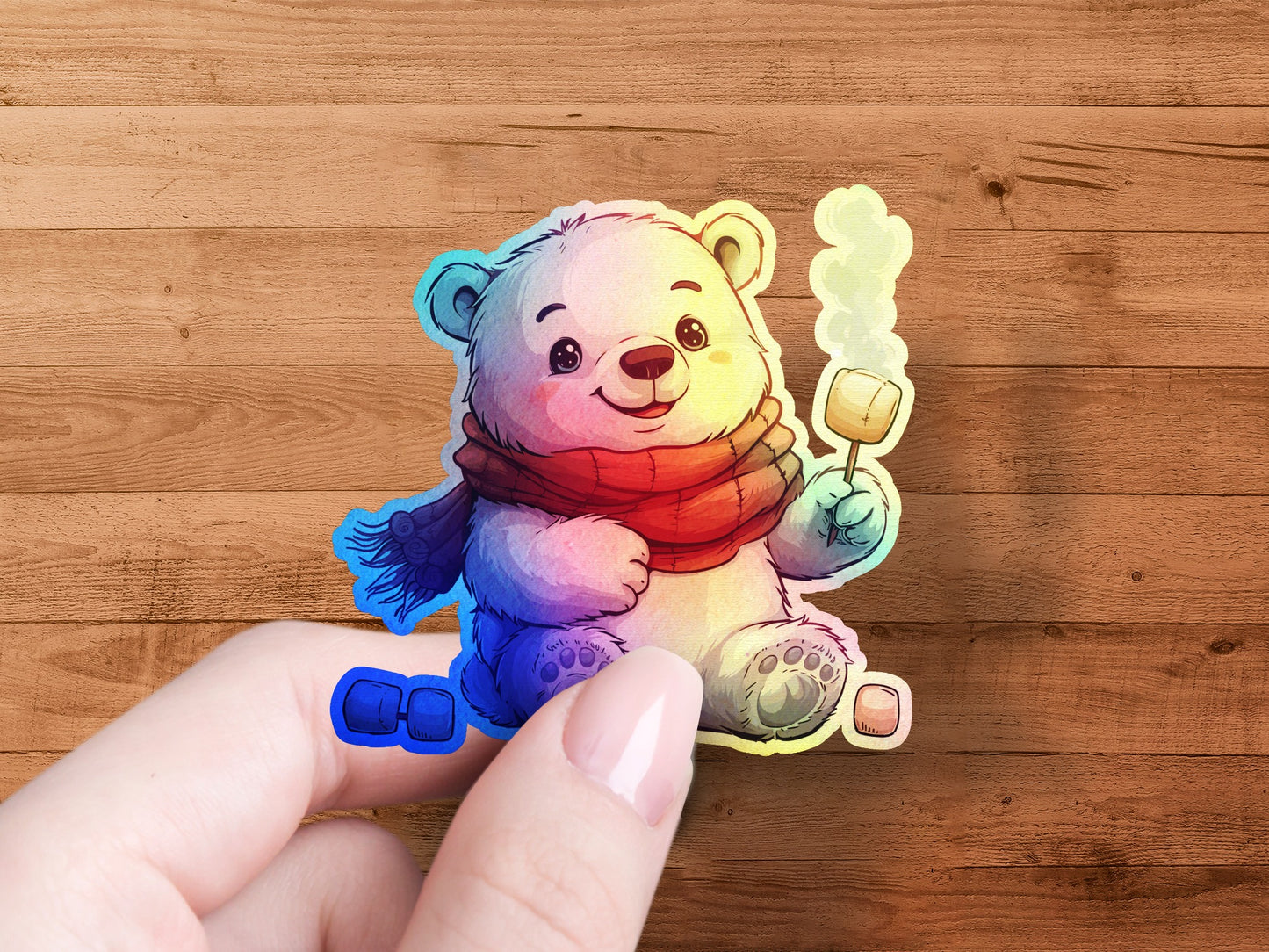 Cute Hand-Drawn Bear with Scarf Sticker product type