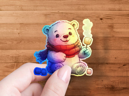 Cute Hand-Drawn Bear with Scarf Sticker product type