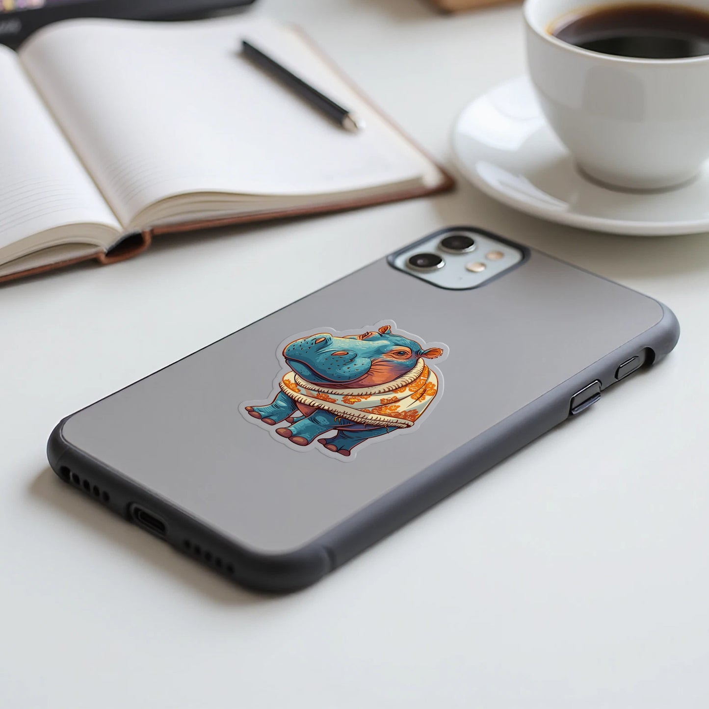 Adorable Cartoon Hippo Printed Phone Case product
